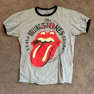 The Rolling Stones Gray and Black Short Sleeve Tour Shirt original not bootleg